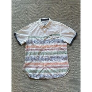 Rocawear Short Sleeve Button Shirt‎ - White w/ Multicolor Graphic - Large